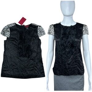 Vivienne Tam Wool Blend Top Size 0 Ruffles Animal Print Whimsigoth